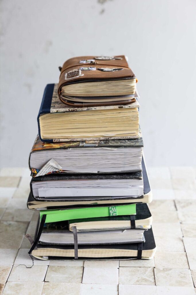 My stack of travel journals