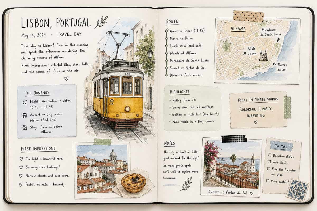 Daily log journaling layout