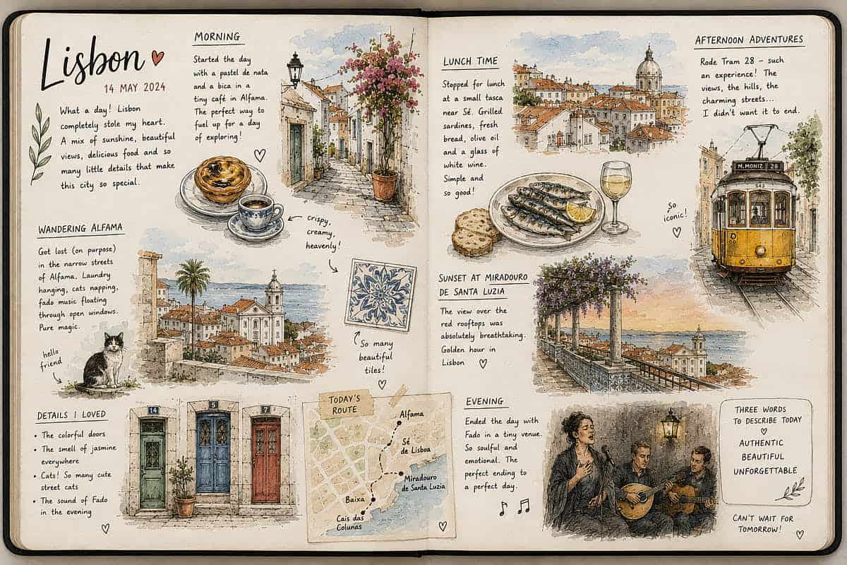 Travel journal drawing