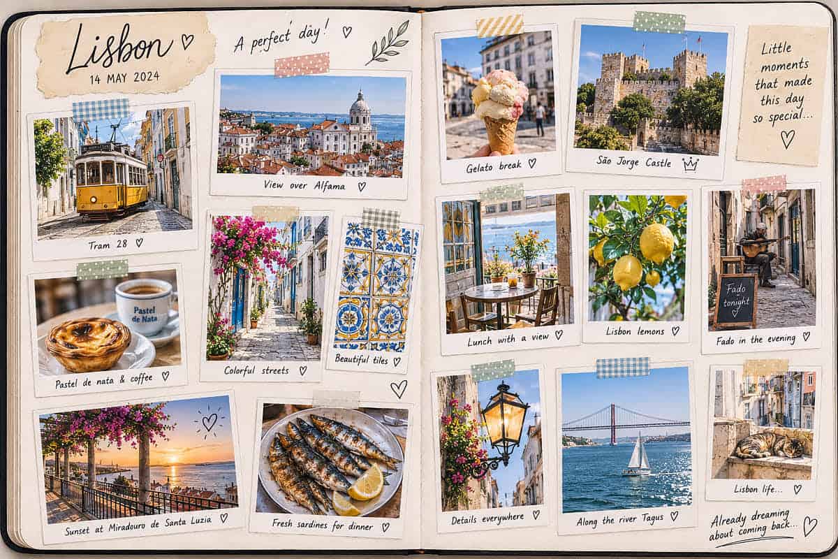 Photo collage entry travel journal